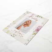 Pink Shades Botanical Floral Traditional Photo  箔招待状 (回転した状態)