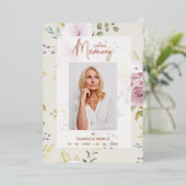 Pink Shades Botanical Floral Traditional Photo  箔招待状 (立ち正面)