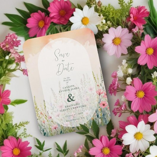 Pink Shades Delicate Romantic Wildflowers Field マグネット