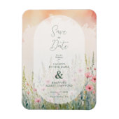 Pink Shades Delicate Romantic Wildflowers Field マグネット (縦)