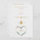 Pink Shades Heart Luxury Romantic Botanical Floral 招待状 (正面/裏面)