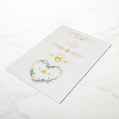 Pink Shades Heart Luxury Romantic Botanical Floral 箔招待状 (回転した状態)