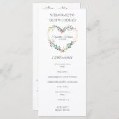 Pink Shades Heart on Wildflowers for Wedding プログラム (正面/裏面)