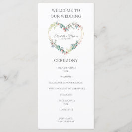 Pink Shades Heart on Wildflowers for Wedding プログラム