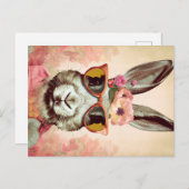 Pink Shades She-Bunny: Groovy Sのレトロウサギ ポストカード (正面/裏面)