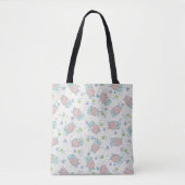 Pink Sheep with Flowers & Berries - Cute Pattern トートバッグ (正面)