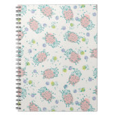 Pink Sheep with Flowers & Berries - Cute Pattern ノートブック (正面)