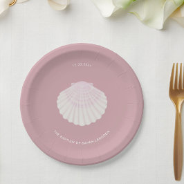Pink shell baptism christening Paper Plate ペーパープレート