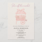 Pink She's Off the Market Flower Bridal Shower 招待状 (正面)