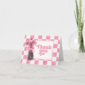 Pink She's Ready to Pop Baby Shower サンキューカード (正面)