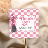 Pink She's Ready to Pop Baby Shower スクエアシール