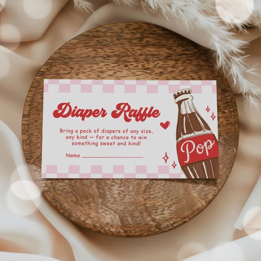 Pink She's Ready to Pop Baby Shower Diaper Raffle エンクロージャーカード