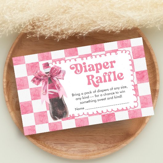 Pink She's Ready to Pop Baby Shower Diaper Raffle エンクロージャーカード