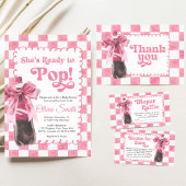 Pink She's Ready to Pop Baby Shower Invitation 招待状