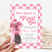 Pink She's Ready to Pop Baby Shower Invitation 招待状