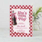 Pink She's Ready to Pop Soda Baby Shower  招待状 (スタンド正面)