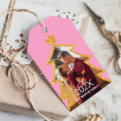 Pink Shiny Christmas Tree Personalized Photo ギフトタグ