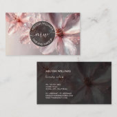 Pink Shiny Floral Logo Initials Business Card 名刺 (正面/裏面)