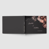 Pink Shiny Flower Black | Wedding ゲストブック (全面)