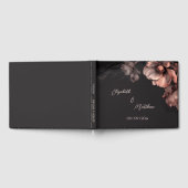 Pink Shiny Flower Black | Wedding ゲストブック (全面)