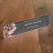Pink Shiny Flowers Black  デスクネームプレート (側面)