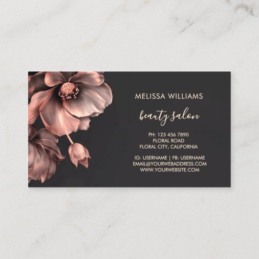 Pink Shiny Flowers Black Logo 名刺 (裏面)