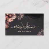 Pink Shiny Flowers Black Luxury 名刺 (正面)