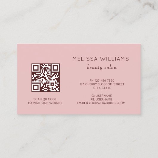 Pink Shiny Metallic 3D Flower 名刺 (裏面)