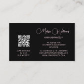 Pink Shiny Metallic Black Floral | QR Code 名刺 (裏面)