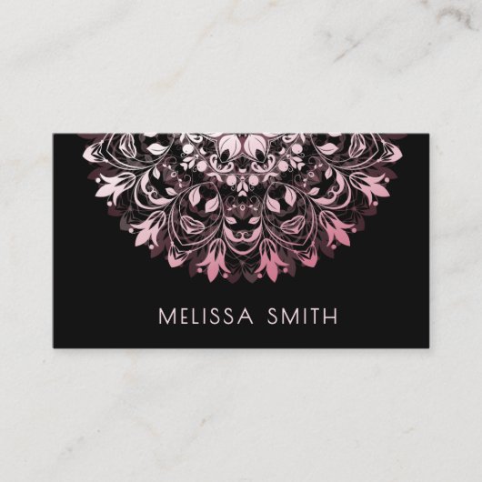 Pink Shiny Metallic Black Mandala 名刺 (正面)