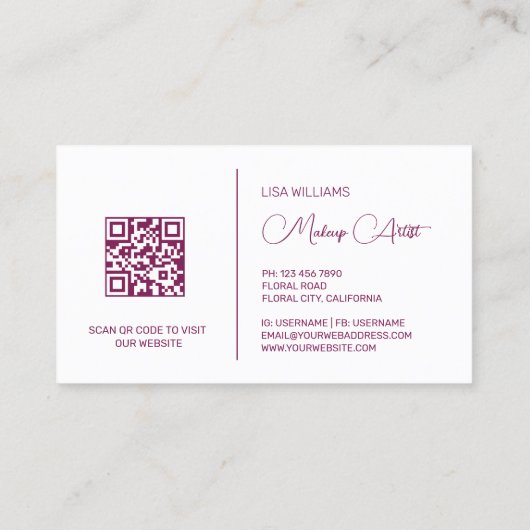 Pink Shiny Metallic Flower  名刺 (裏面)