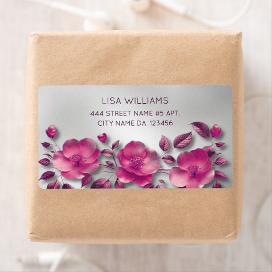 Pink Shiny Metallic Flower Silver ラベル (インサイチュ)