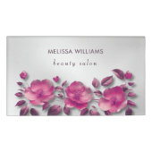 Pink Shiny Metallic Flower Silver 名札 (正面)