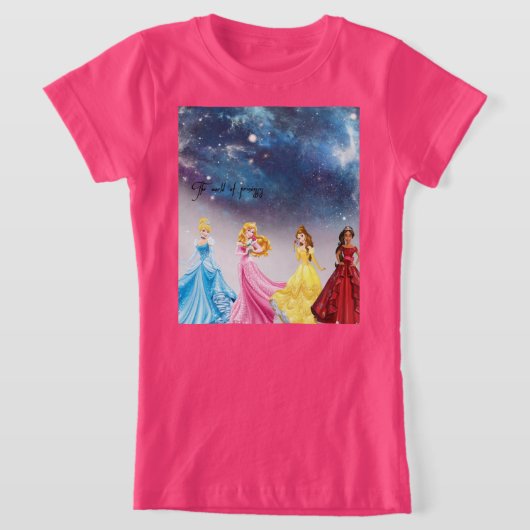 Pink shirt with beautiful princesses  tシャツ (レイダウン)