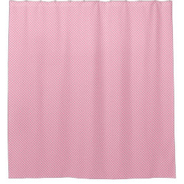 Pink shower curtain with small white シャワーカーテン