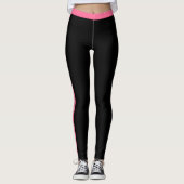 Pink Side Stripe Black Leggings Choose Your Colors レギンス (正面)