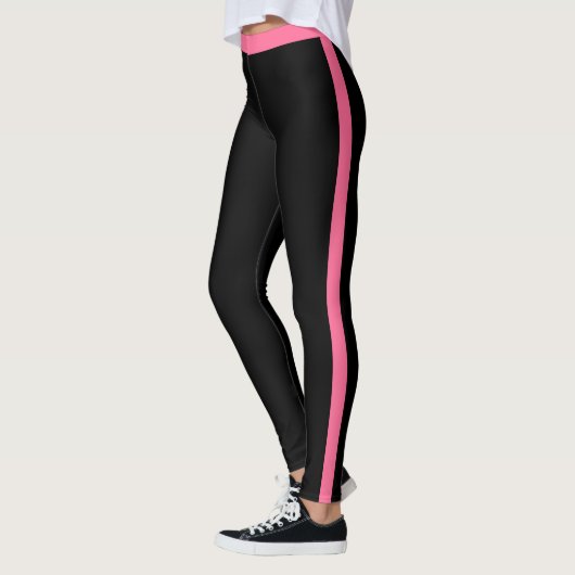 Pink Side Stripe Black Leggings Choose Your Colors レギンス (左)