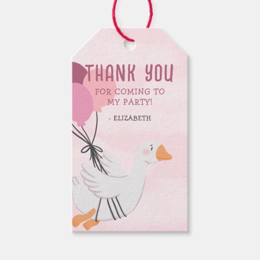 Pink Silly Goose Birthday Favor ギフトタグ (正面)