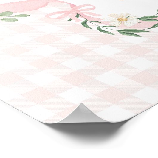 Pink Silly Goose Coquette Bow Baby Shower Welcome ポスター (角)