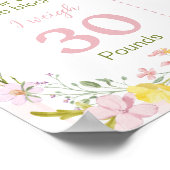 Pink Silly Goose Floral Birthday Milestone Sign ポスター (角)