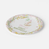 Pink Silly Goose Floral Girl Birthday Paper Plates ペーパープレート (アングル)