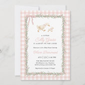 Pink Silly Goose Green Gingham Baby Shower Invite 招待状 (正面)