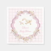 Pink Silly Goose Wildflower Girl Baby Shower スタンダードカクテルナプキン (正面)