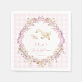 Pink Silly Goose Wildflower Girl Baby Shower スタンダードカクテルナプキン