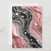 Pink Silver Agate Marble Glitter Wedding 招待状 (裏面)