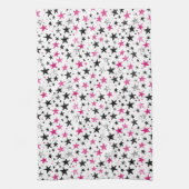 Pink Silver Black Stars キッチンタオル (縦)