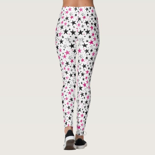 Pink Silver Black Stars レギンス (裏面)