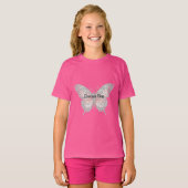 Pink Silver Butterfly Personalized Tシャツ (正面フル)