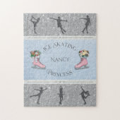 Pink Silver Girls Ice Skating Princess ジグソーパズル (縦)