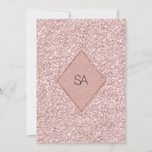 Pink silver glitter peony floral Table Numbers 招待状 (裏面)